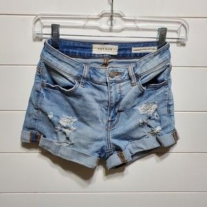 PacSun womens size 23 Super stretch shortie denim distressed light wash shorts